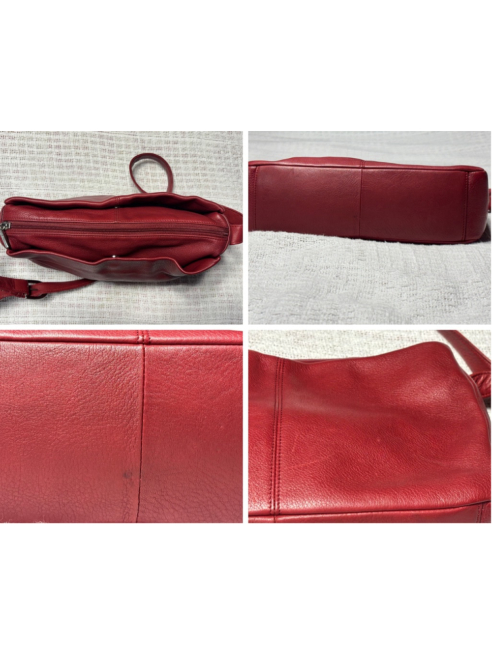 Stone Mountain Red Leather Triple Compartment Crossbody EUC - Picture 8 of 16